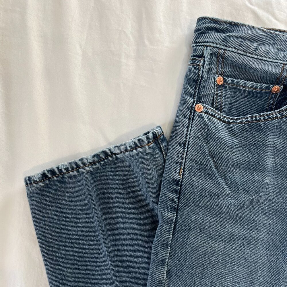 We The Free Medium Wash Cotton Wide Leg Button Fly High Waist Jeans | Size 26 - Picture 2 of 7